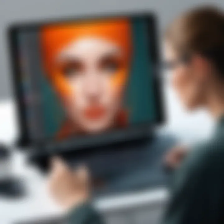 An artist using Paint Tool SAI on a digital tablet