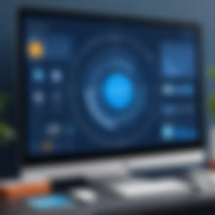 Visual representation of Prezi's user interface highlighting tools and features