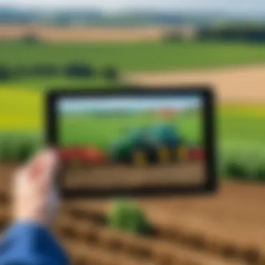 Farm management software on a tablet in a field