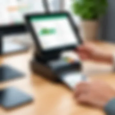 Small business owner utilizing Clover POS for transaction processing