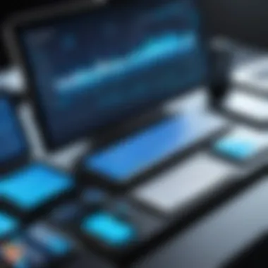 Futuristic Digital Project Management Tools A futuristic illustration of digital project management tools enhancing workflow