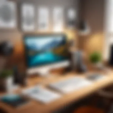 Artistic Workspace for Creatives An artistic workspace filled with various graphic drawing tools and inspirations.