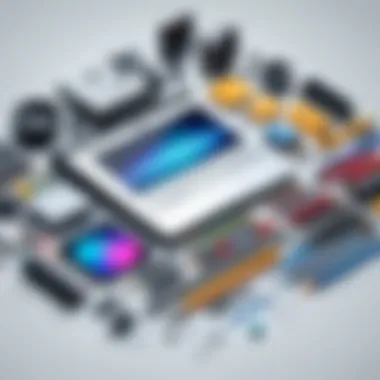 Diverse Tools for Graphic Drawing A vibrant digital canvas showcasing diverse drawing tools and techniques.