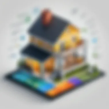 Illustration depicting various features of modern home banking applications