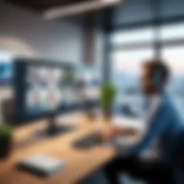 Professional Video Calling in a Modern Office A modern office setup with video call in progress