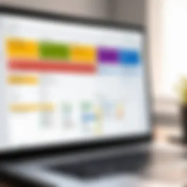 Visualizing Tasks with Kanban A digital Kanban board displayed on a laptop screen.