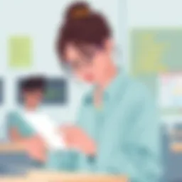 An educator using a classroom app on a tablet
