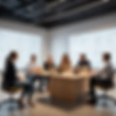 Dynamic Brainstorming Environment Employees engaging in a brainstorming session