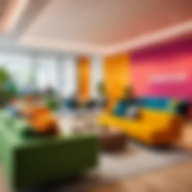 Vibrant lounge area encouraging employee interaction